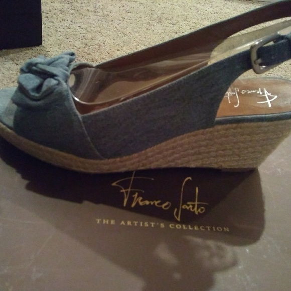 Franko sarto blue slingback wedge sandals - Picture 2 of 3